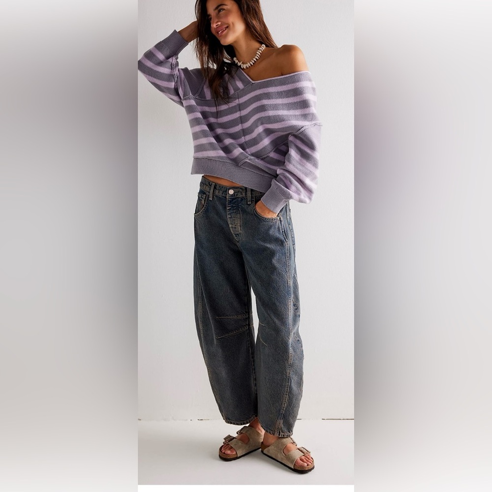 We The Free Good Luck Mid-Rise Barrel Jeans